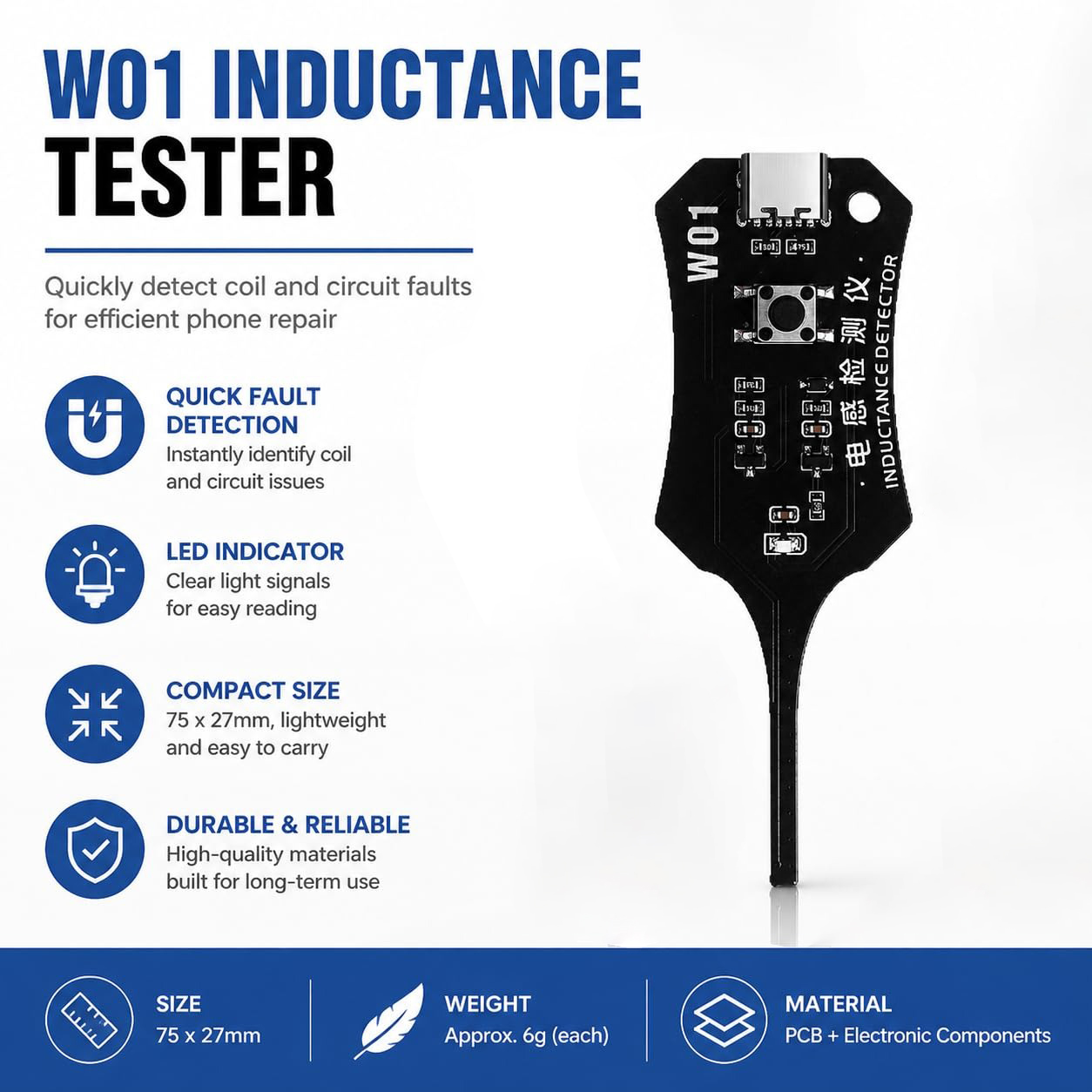 Co Detector Plug - Tester di Induttanza Tipo C W01,